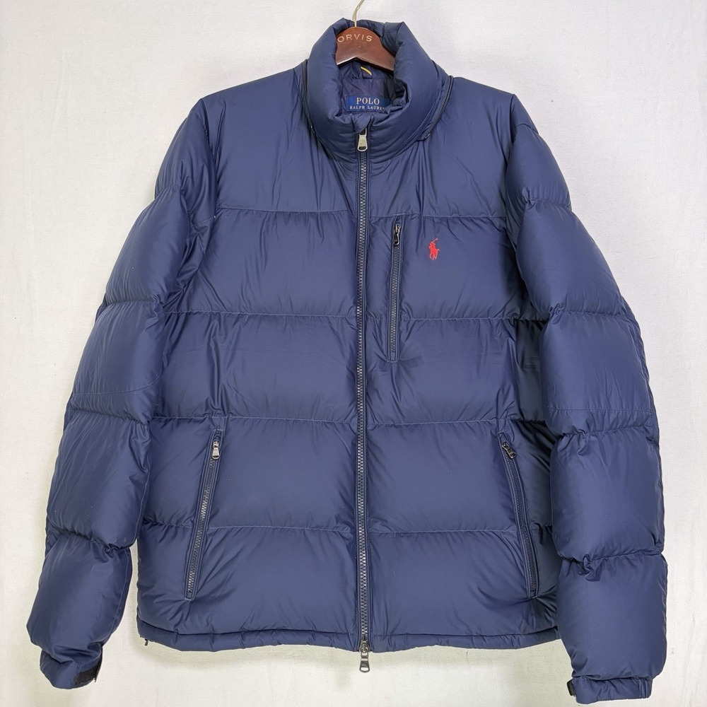 Polo Ralph Lauren Performance Hooded Puffer Down Jacket Coat - Navy (Red) - XL